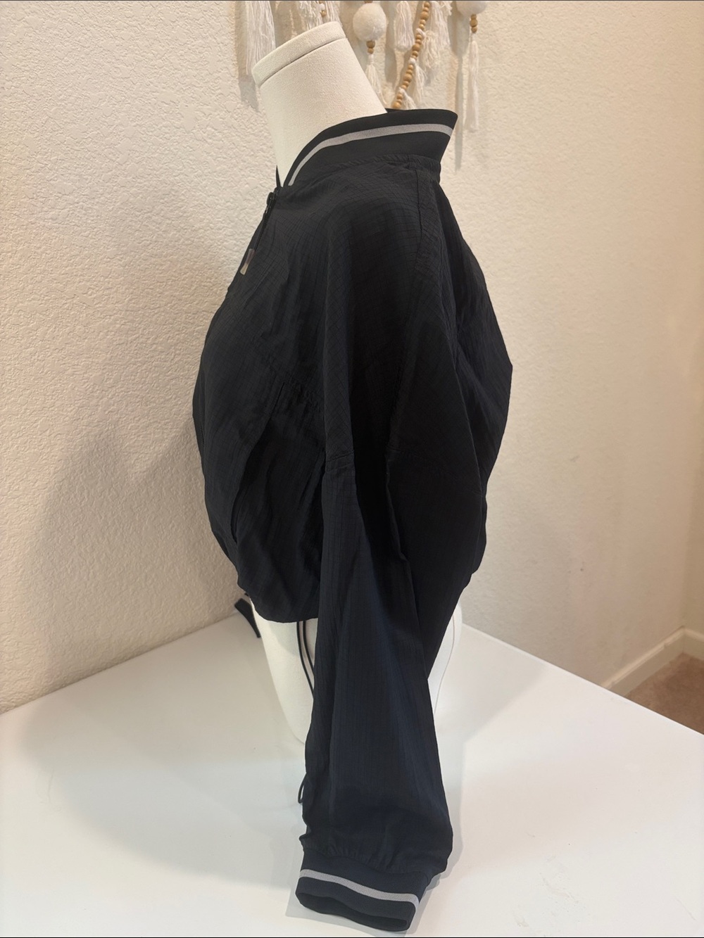JoyLab Black Zip-Front Bomber Jacket with Contrast Stripes - Picture 3 of 4